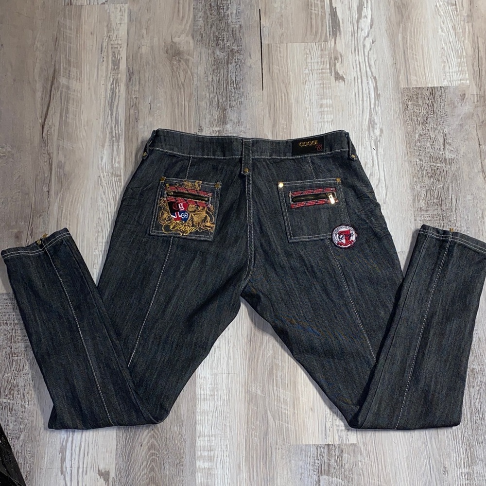 COOGI Dark Denim Jeans with Gold Embroidery Y2K Size 16W